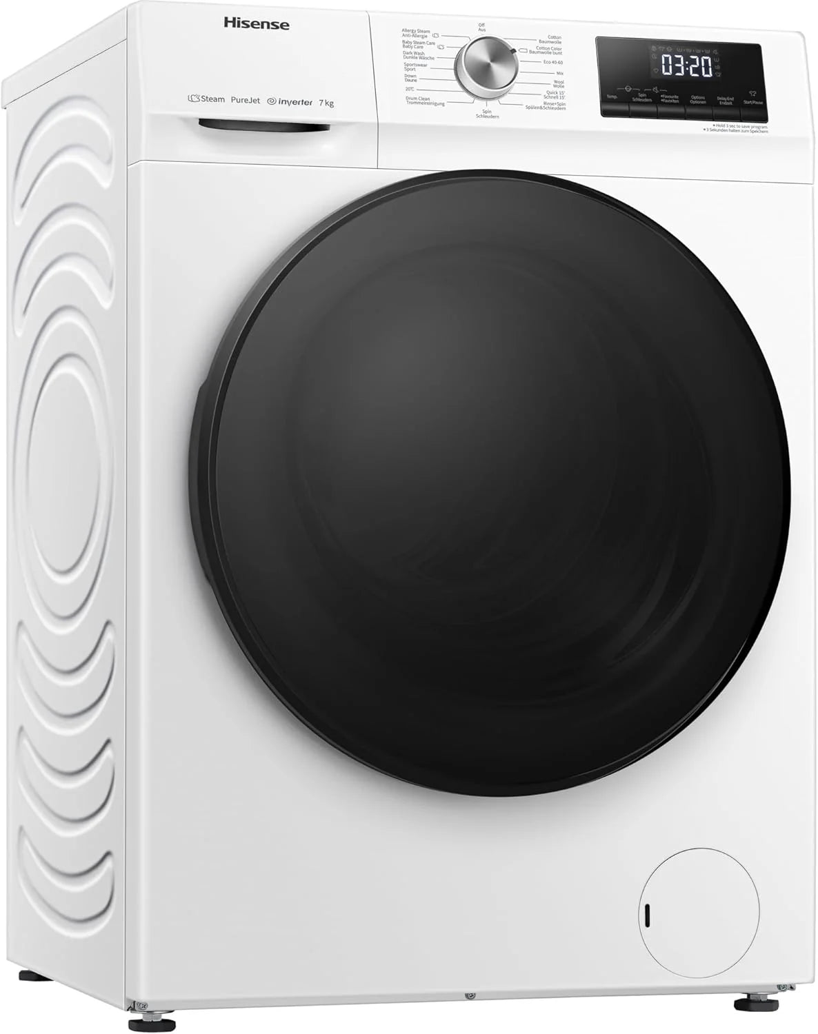Hisense Wf3S8043Bw3 Pralka Z Funkcją Pary, 8 Kg, 1400 Obr./Min, Wifi, Connectlife, Power Jetwash, Program Antyalergiczny, Aqua Stop, Auto Wash, Quick