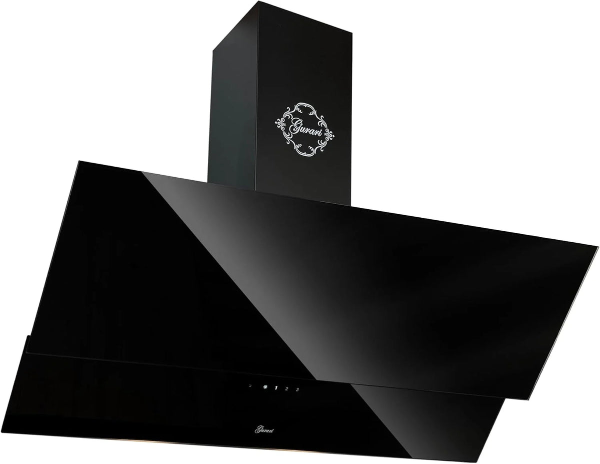 Czarny Okap Kuchenny 80 Cm Gurari Gch D 268 8 Prime/Energooszczędny Okap Kuchenny Klasy A/Wysokowydajny Dekoracyjny Okap Ścienny 1000 M³/H Z Odpływem