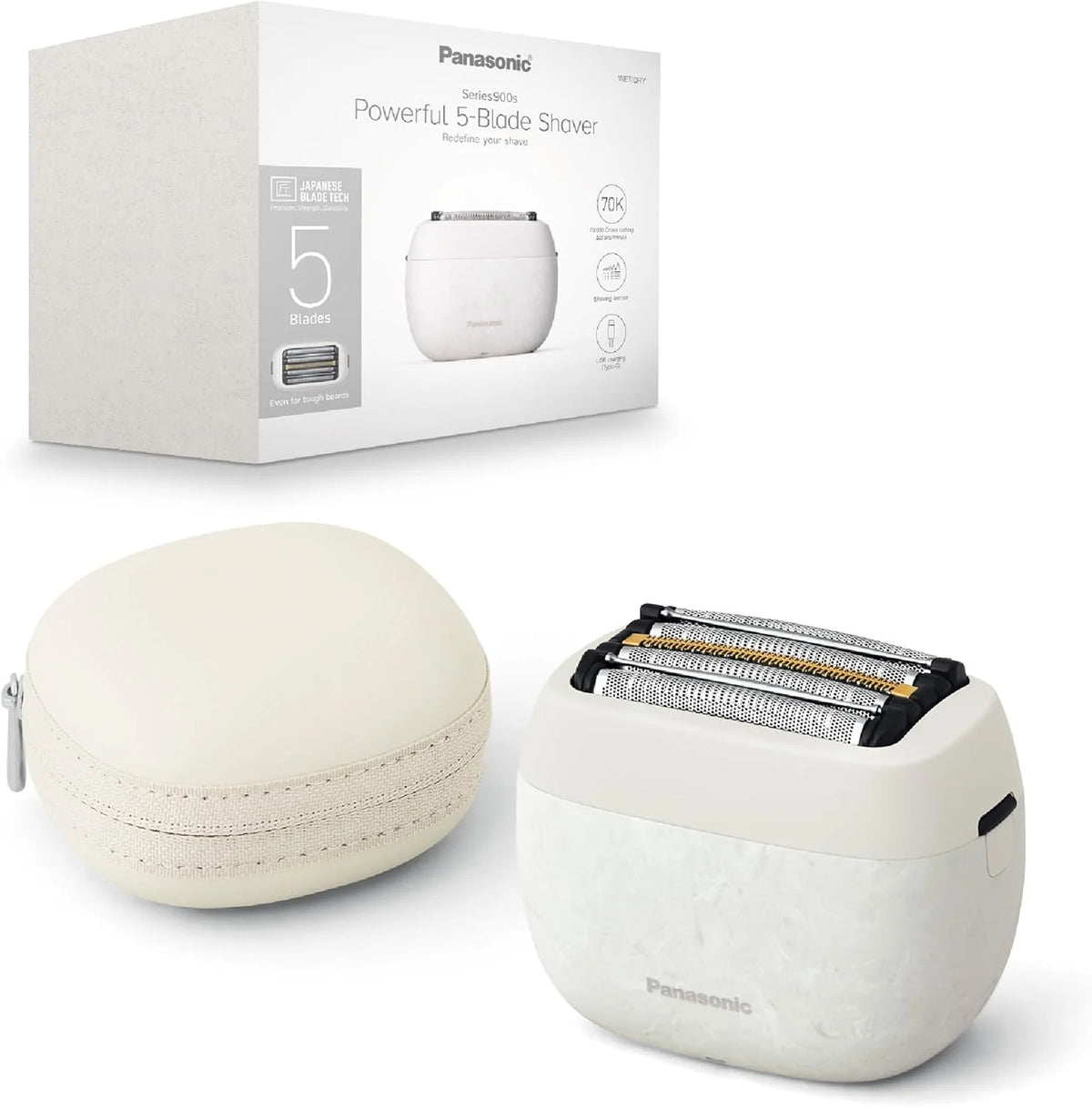 Panasonic Es-Pv6B-W803 Series 900S Golarka, Golenie Na Mokro I Sucho, 5-Ostrzowa Golarka Elektryczna Dla Mężczyzn, Inteligentny Czujnik Zarostu, Usb-C
