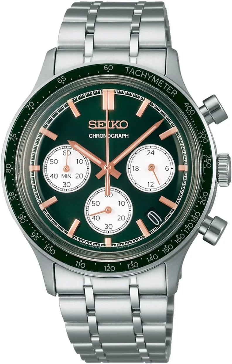Seiko Męski Sportowy Chronograf, 38 Mm(Zielony)