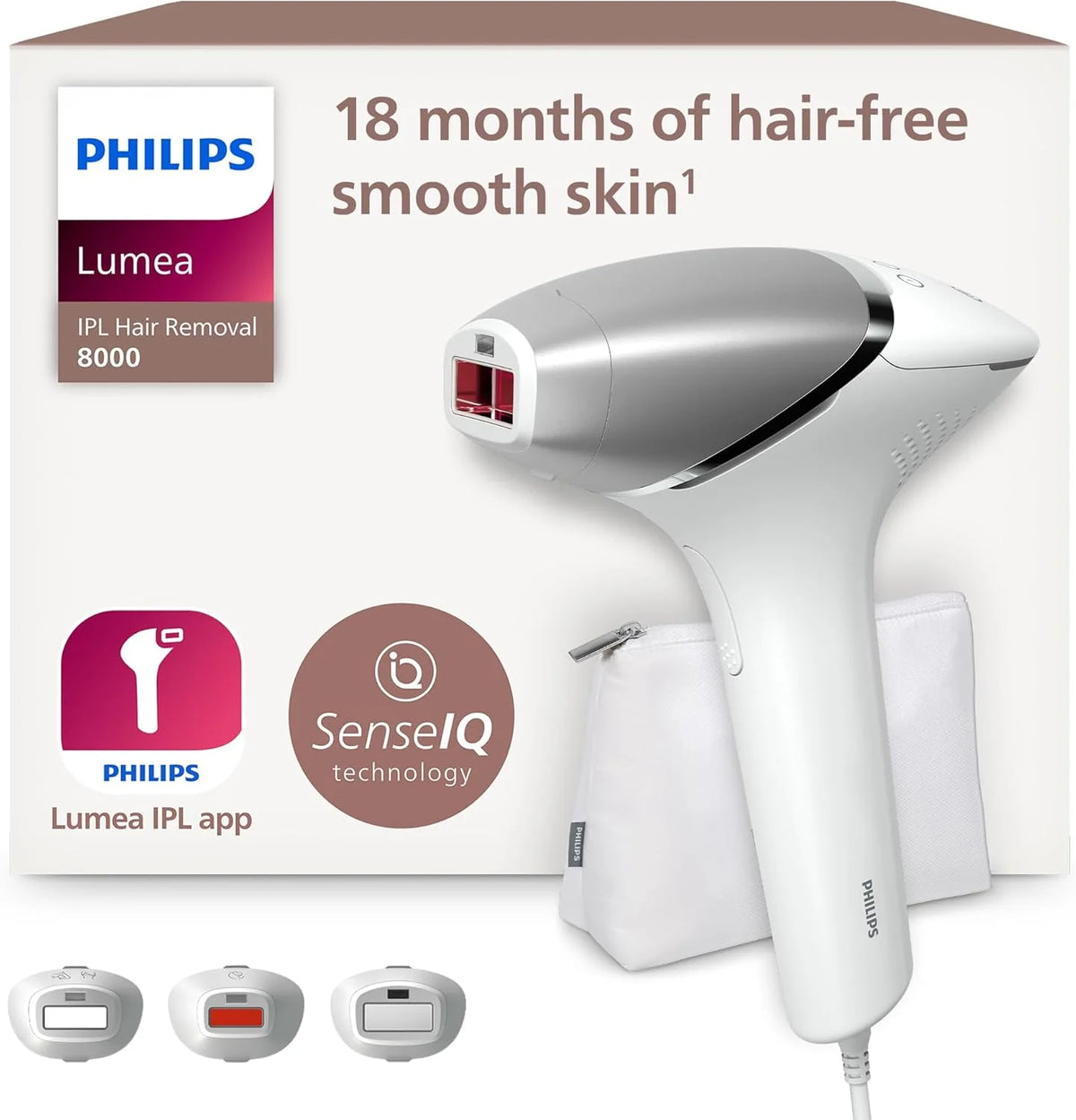 Philips Lumea 8000 Series Ipl Urządzenie Do Usuwania Włosów – Alternatywa Dla Urządzeń Do Depilacji Laserowej Z Technologią Senseiq, 3 Akcesoria Do St