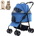 Wózek Dla Zwierząt Premium Pet Stroller Cat Dog Wózki Dla Średnich Psów, 3 W 1 Składany Wózek Dla Kota (Czerwony)(Blue)