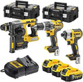 Dewalt Zestaw 3 Narzędzi Xr 18 V Bezszczotkowa Wiertarka Kompaktowa Wkrętarka, Wkrętarka Udarowa, Dziurkacz Sds-Plus, Xr 18 V 5 Ah Li-Ion, 3 Baterie,