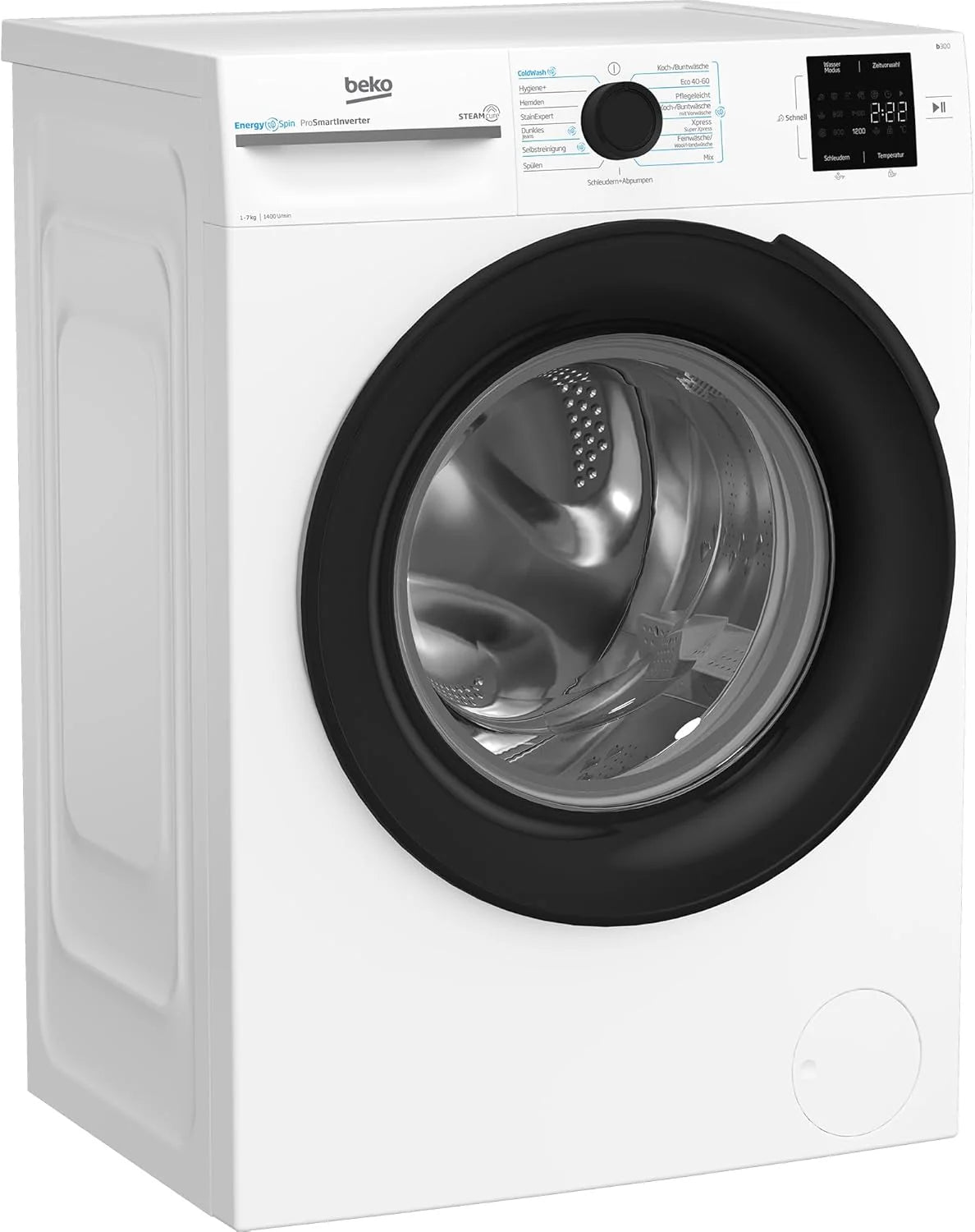 Beko Bm3Wfu3741X Pralka Wolnostojąca, 7 Kg, Energyspin, Wybór Wirowania 1400 Obr./Min, Funkcja Pary, Higiena + Nadaje Się Dla Alergików, Oszczędność W