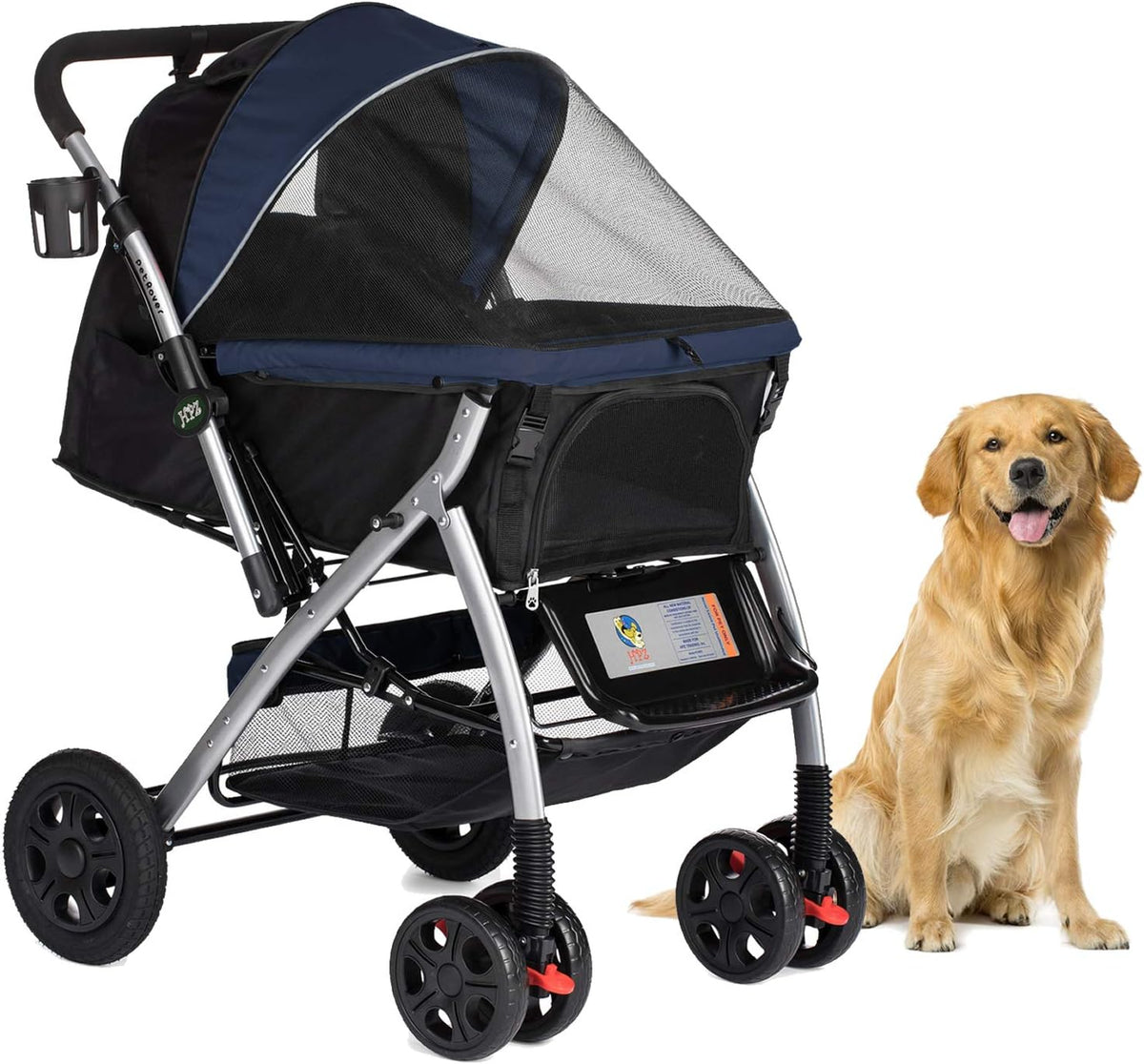 Hpz Pet Rover Premium Wytrzymały Wózek Podróżny Dla Psa/Kota/Zwierząt Domowych Z Rozkładaną Przegródką/Wejściem Bez Zamka Błyskawicznego/Odwracalny Uc