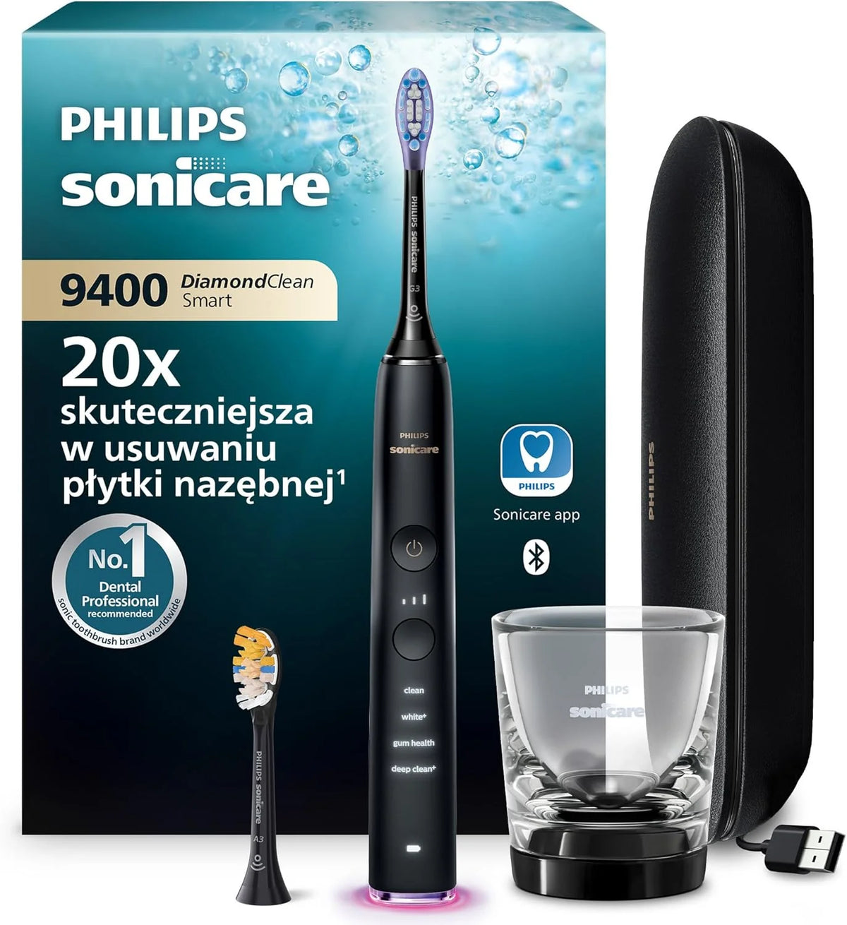 Elektryczna Szczoteczka Philips Sonicare Diamondclean Smart 9400, Soniczna Szczoteczka Do Zębów Z Aplikacją, Czujnik Nacisku, 4 Tryby Szczotkowania I